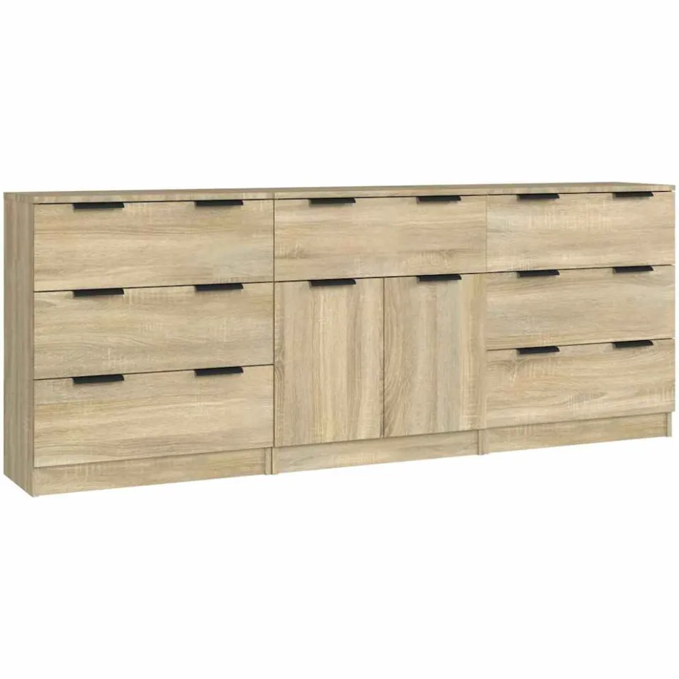 vidaXL 3-delige Dressoirs bewerkt hout sonoma eiken, foto 3