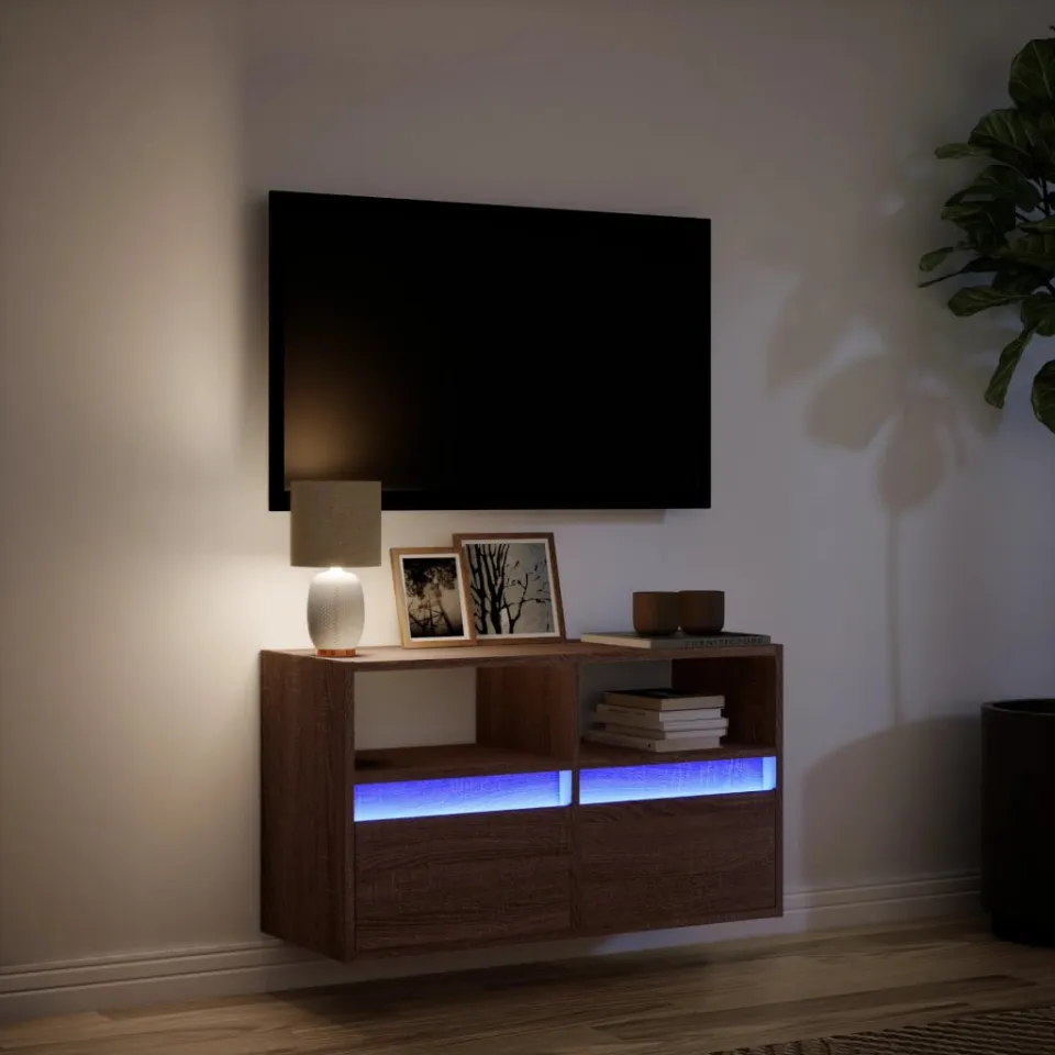 vidaXL Tv-wandmeubel met LED-verlichting 80x31x45 cm bruin eikenkleur, foto 4