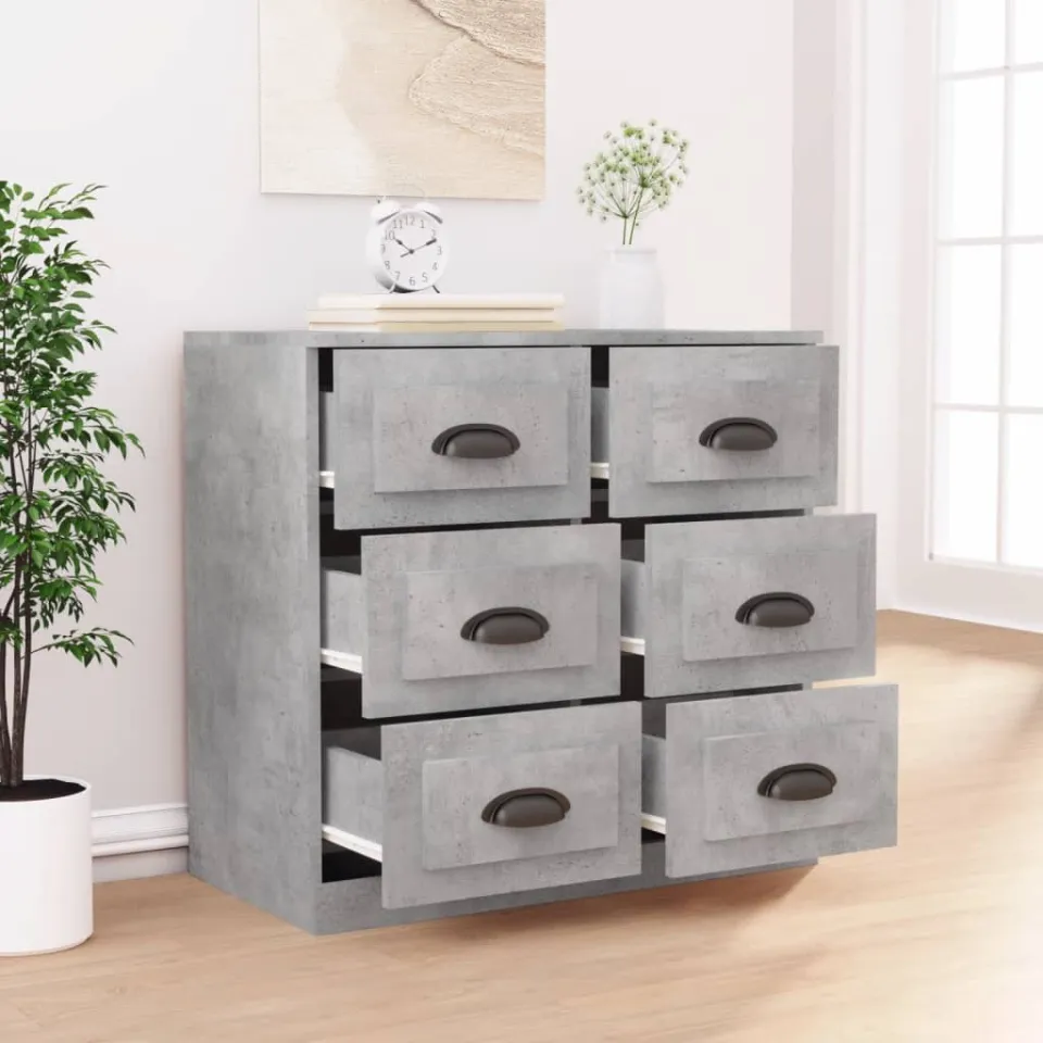 vidaXL Dressoir 70x35,5x67,5 cm bewerkt hout betongrijs grijs, foto 3