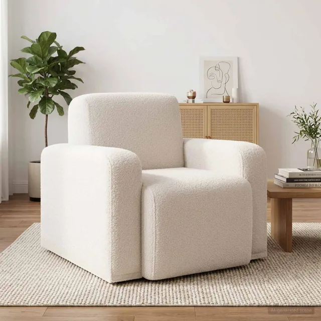 vidaXL Fauteuil Crèmekleurig Bouclé