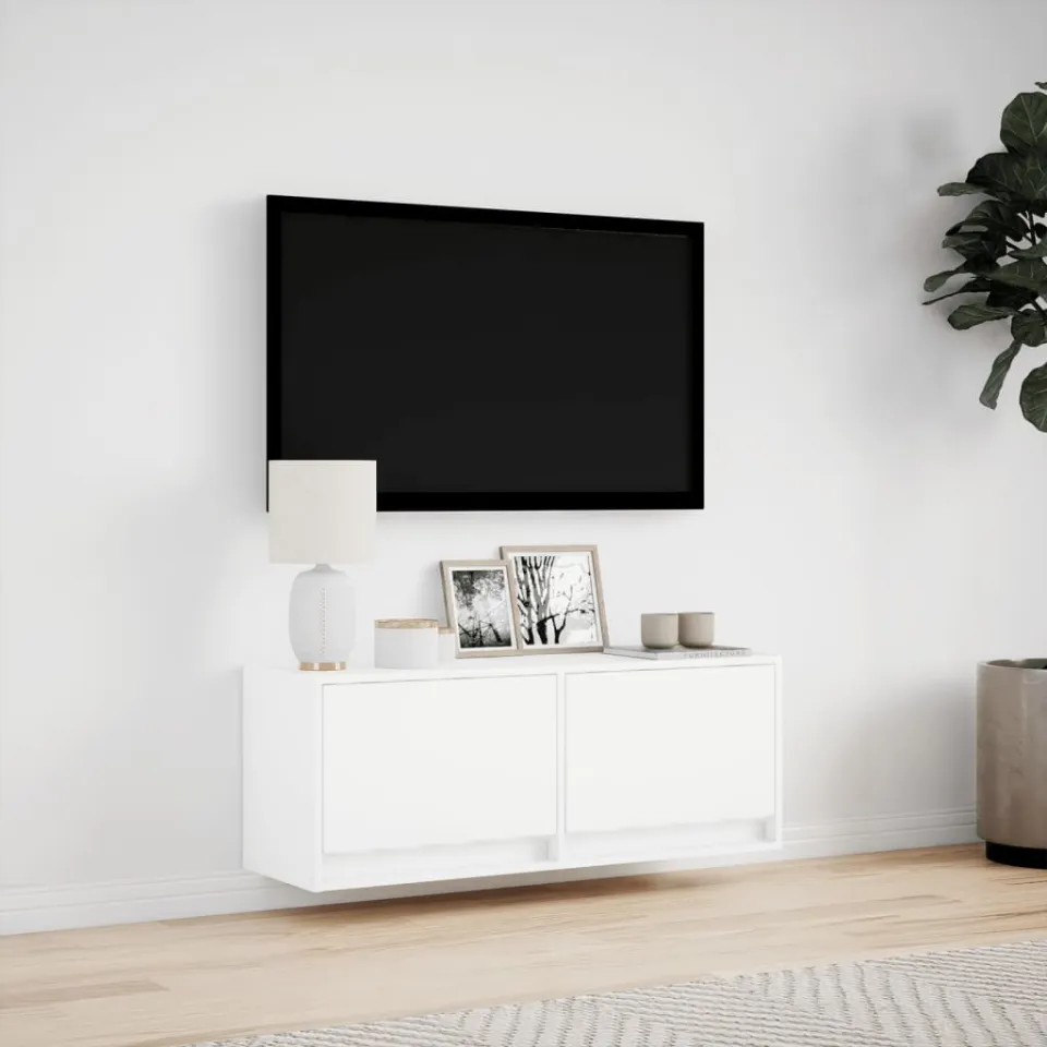 vidaXL Tv-wandmeubel met LED-verlichting 100x31x35 cm wit, foto 2