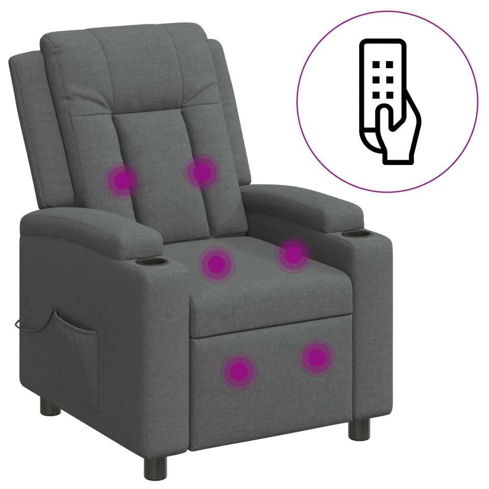 vidaXL Massage-relaxstoel Donkergrijs 75 x 95 x 100 cm Stof, foto 3