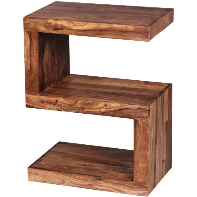 Cosmo Casa Bijzettafel – S-vorm - Design Tafel met Open Opbergruimte – Bruin – 44 x 30 x 60 cm