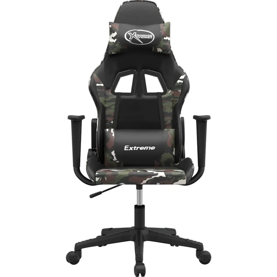 vidaXL Gamestoel kunstleer zwart en camouflage Groen