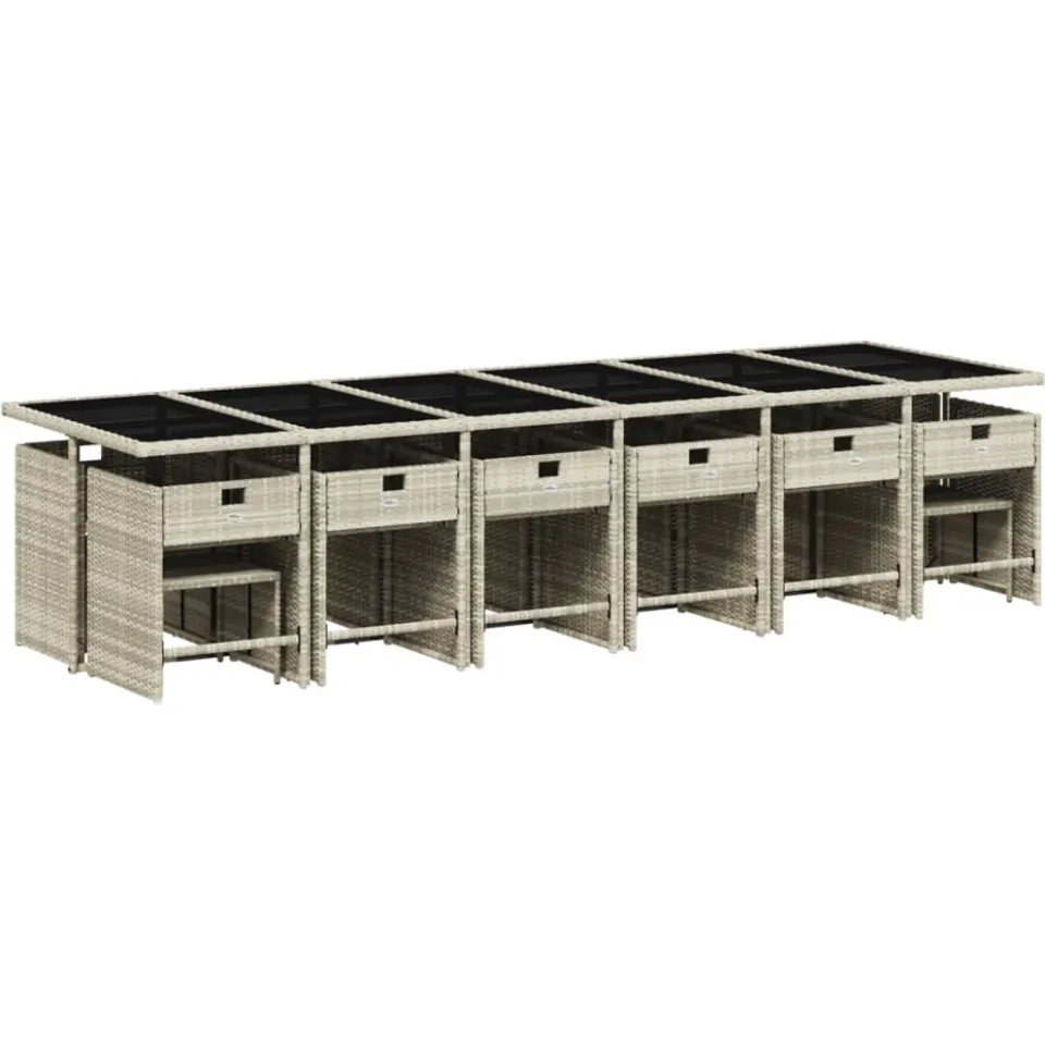 vidaXL 17-delige Tuinset met kussens poly rattan lichtgrijs grijs, foto 3