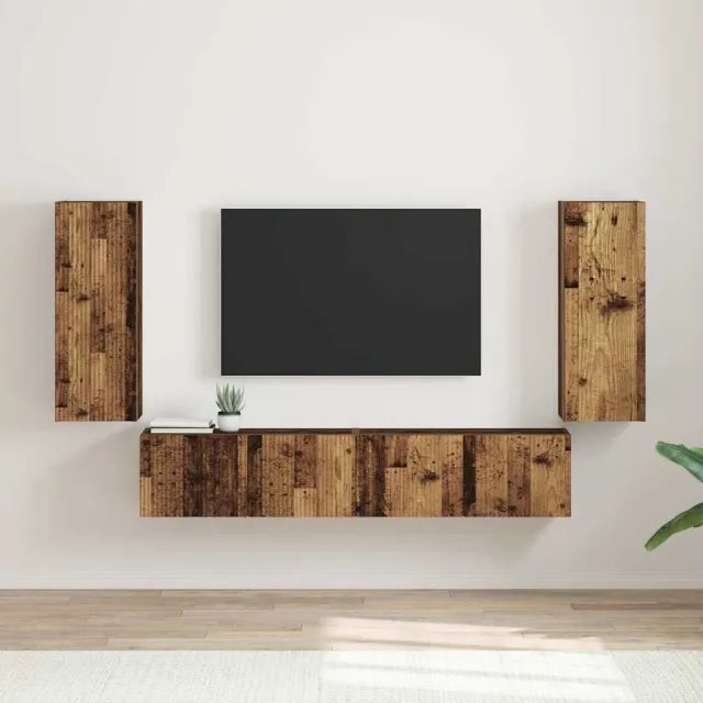 vidaXL TV Wandkast 2 st Oud Hout Bewerkt hout Bruin