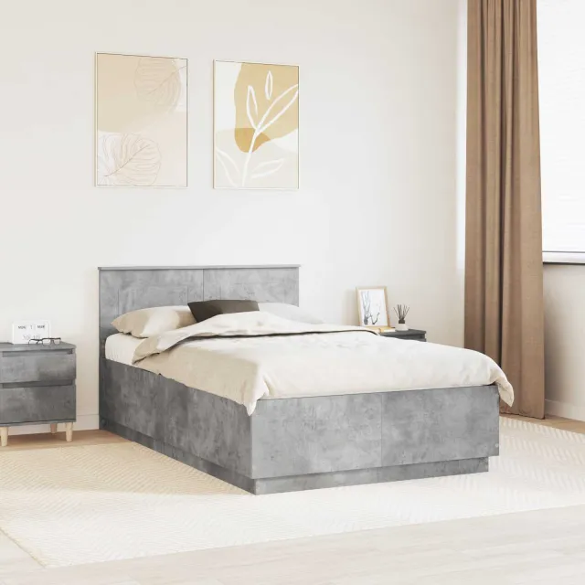 vidaXL Bedframe met hoofdeinde Betongrijs 120 x 190 cm Bewerkt hout