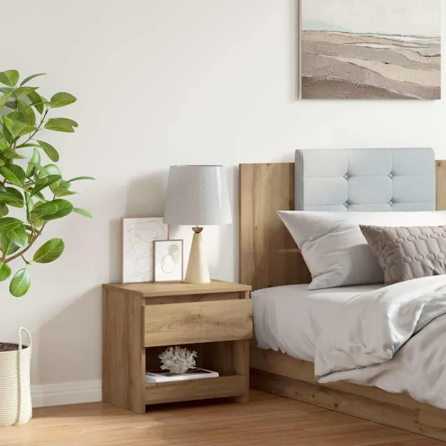 vidaXL Nachtkastje 40x30x39 cm bewerkt hout artisanaal eikenkleur, foto 2