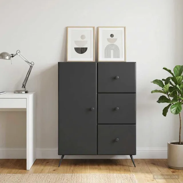 vidaXL Dressoir Zwart 66 x 34,5 x 90 cm Bewerkt hout