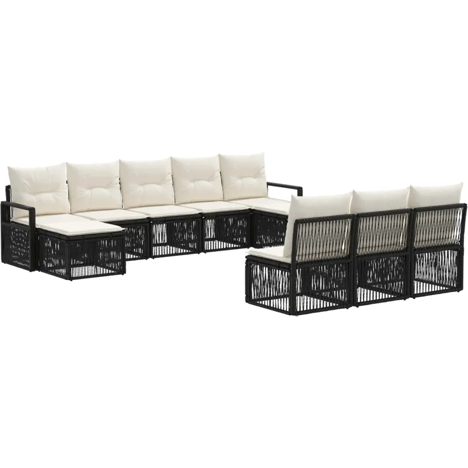 vidaXL Tuinbankenset 10 st 10-zits Zwart poly rattan, foto 3