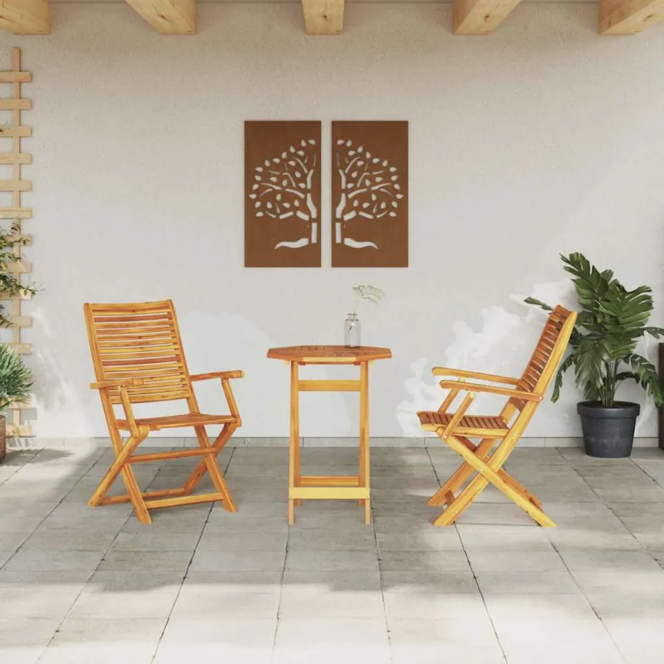 vidaXL Vouw Bistro Set 3 st Bruin Massief Acaciahout, foto 3