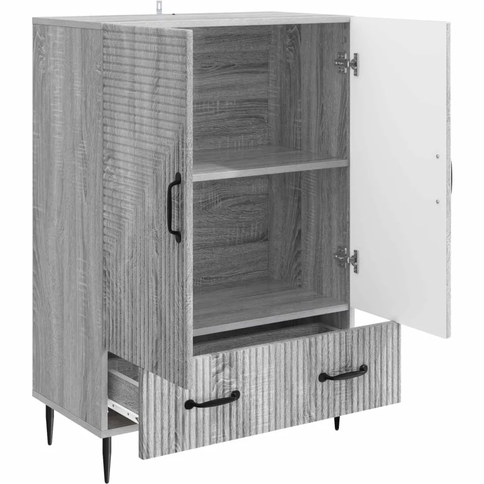 vidaXL Dressoir met lade Grijs sonoma 66 x 34,5 x 95 cm Bewerkt hout, foto 4