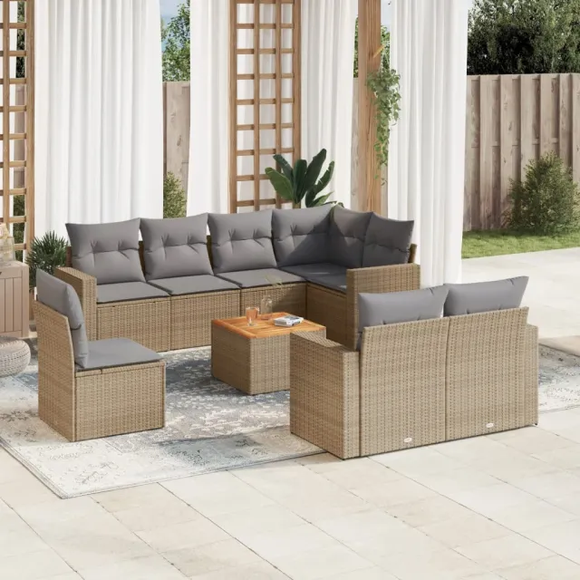 vidaXL Patio Sofa Set 9-zits Beige mix en grijs, foto 2