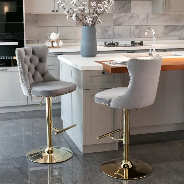 VVBV Keukeneiland 46x46x115 cm – Keukenmeubel – Modern Design – Marmerlook – Krasbestendig – Voor Keuken en Eetkamer – Grijs