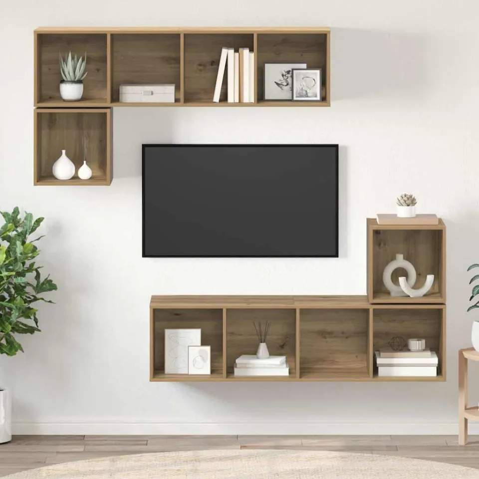 vidaXL Tv-meubelset 4 st 37 x 37 x 142,5 cm Artisan Eiken, foto 4