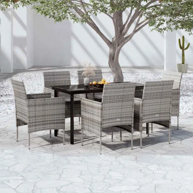 vidaXL 7-delige Tuinset met kussens grijs en zwart, foto 2