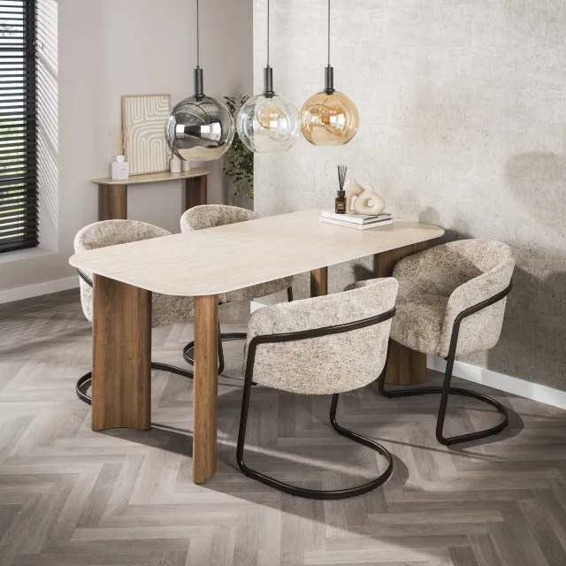 Hoyz Collection Eetkamertafel Riva - Beige - 90x180x76 cm