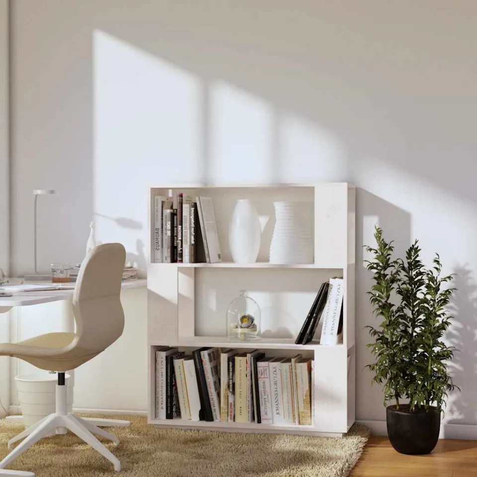 vidaXL Boekenkast/kamerscherm 80x25x101 cm massief grenenhout wit, foto 3
