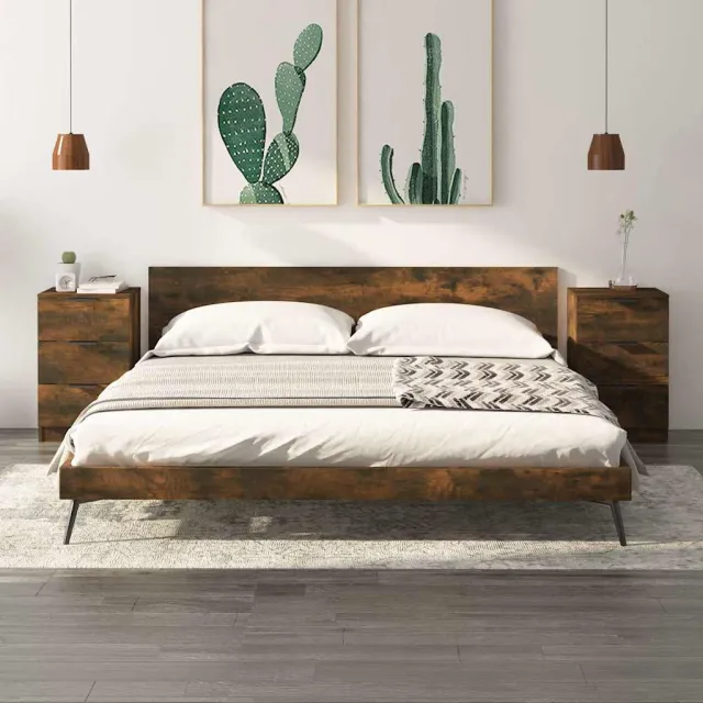 vidaXL Nachtkastjes 2 st 40x36x65 cm gerookt eikenkleurig, foto 2
