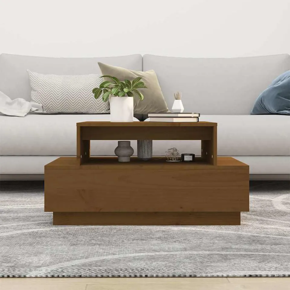 vidaXL Salontafel 80x55x40,5 cm massief grenenhout honingbruin bruin, foto 3