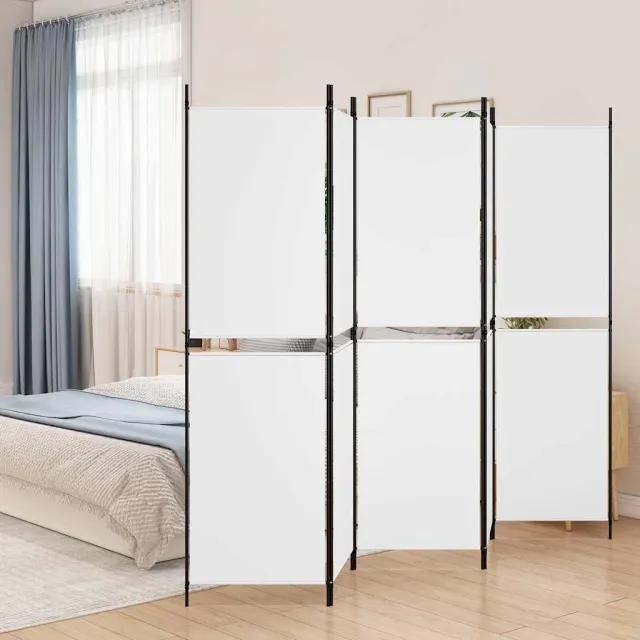 vidaXL Kamerscherm met 5 panelen 250x180 cm stof wit, foto 2