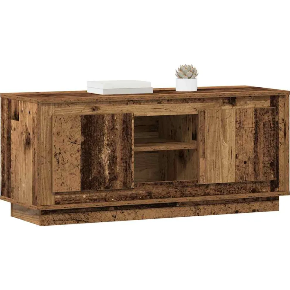 vidaXL TV-kast 102 x 35 x 45 cm Oud Hout Bewerkt hout Bruin