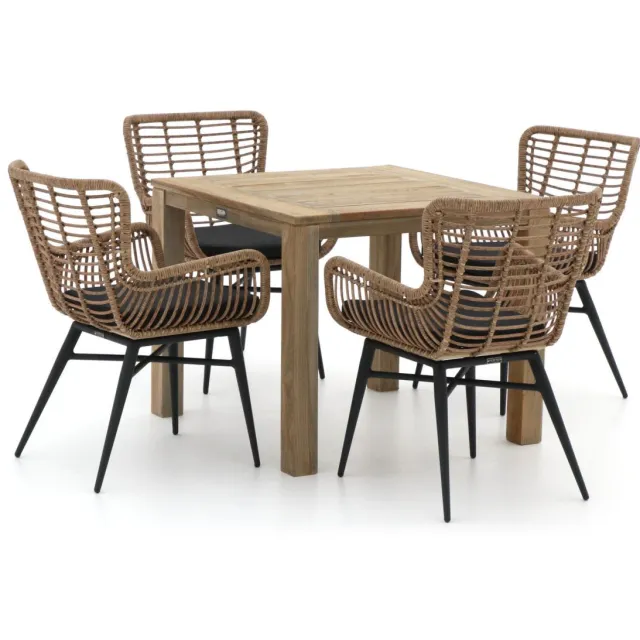 Intenso Furniture Intenso Asti/ROUGH-S 90cm dining tuinset 5-delig Bruin