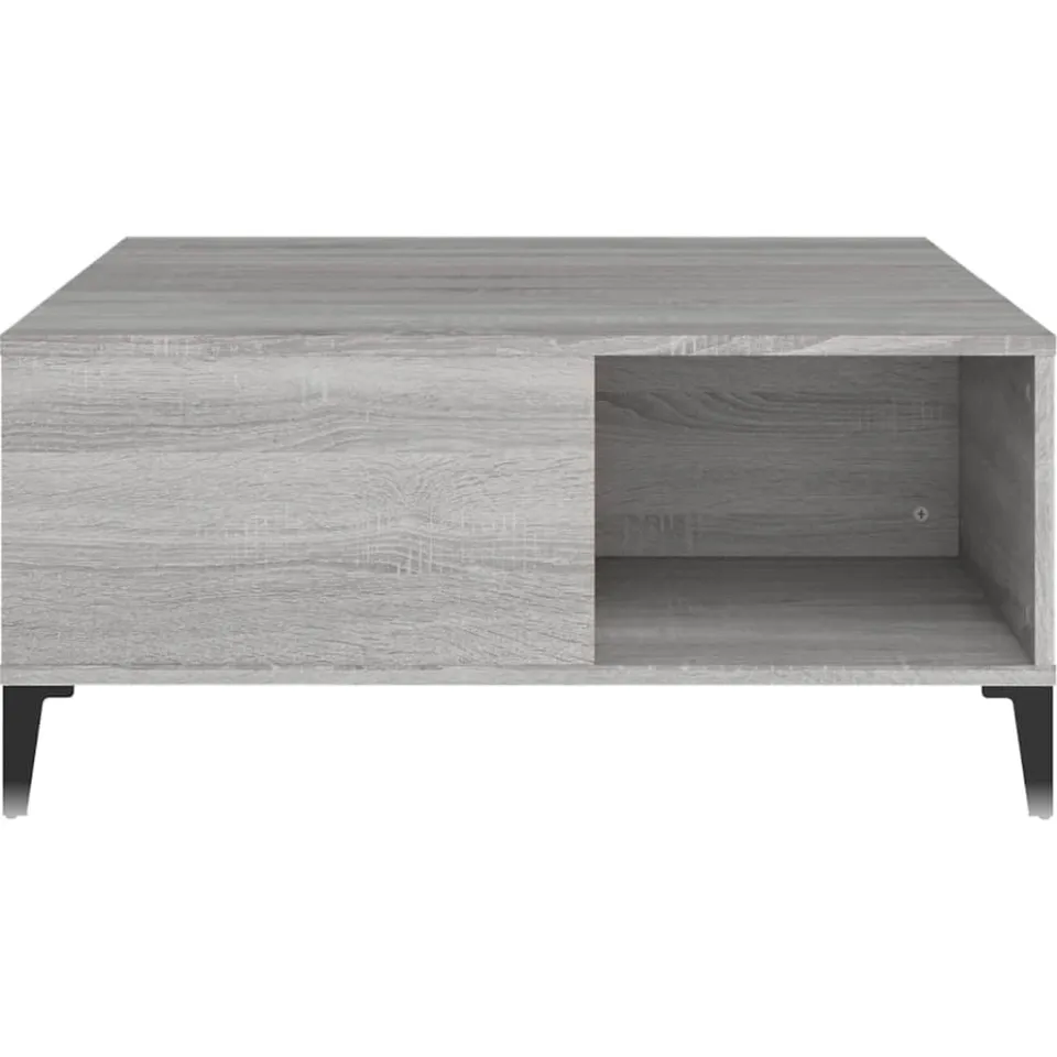 vidaXL Salontafel 80x80x36,5 cm bewerkt hout grijs sonoma eikenkleurig