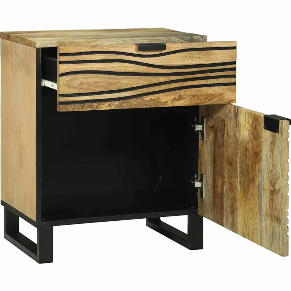 vidaXL Nachtkastje Naturel 50 x 33 x 60 cm Bewerkt hout, foto 2