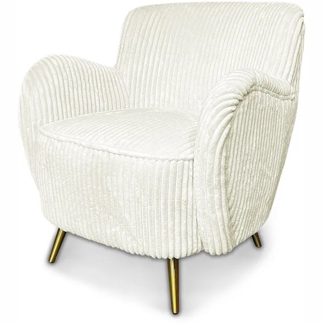 Sleepking Fauteuil Moon - 100% linnen - Crème - Brass Goud Poten