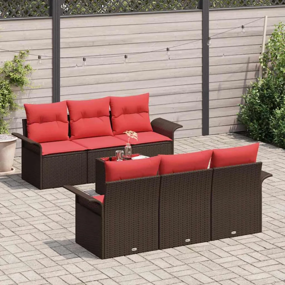 vidaXL Tuin Sofa Set 7 st Bruin poly rattan, foto 3