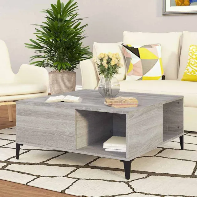 vidaXL Salontafel 80x80x36,5 cm bewerkt hout grijs sonoma eikenkleurig, foto 2