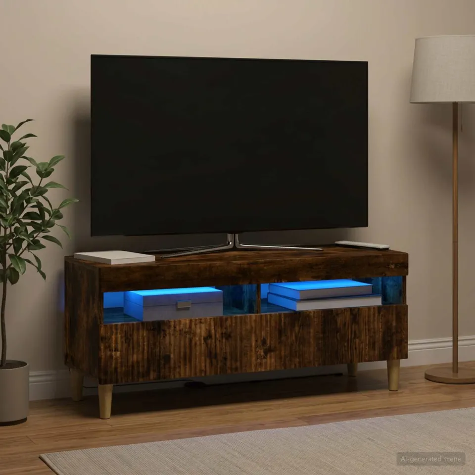 vidaXL LED tv-meubel ARNHEM 100 x 35 x 43 cm Gerookt eiken, foto 4