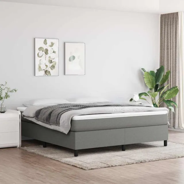 vidaXL Boxspring bed stof donkergrijs 180x200 cm
