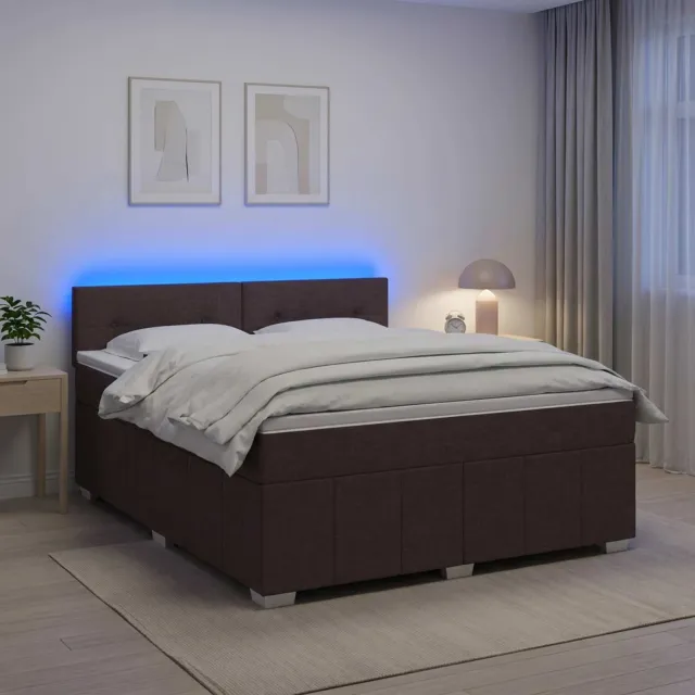 vidaXL Boxspringbed met matras Donkerbruin 140 x 200 cm Stof