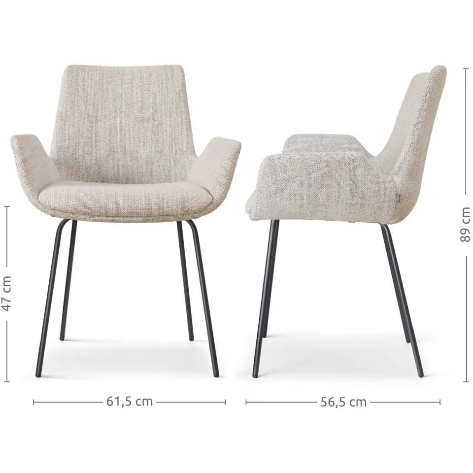 Nolon Nora-Eef eetkamerstoel beige gemêleerd - zwart onderstel, foto 3