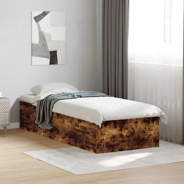 vidaXL Vloerbedframe Gerookt eiken 80 x 200 cm Bewerkt hout Bruin