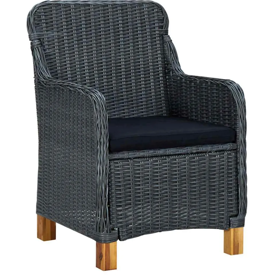vidaXL 7-delige Tuinset met kussens poly rattan donkergrijs grijs, foto 3