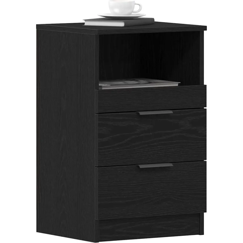 vidaXL Nachtkastje Zwart eiken 40 x 36 x 65 cm Bewerkt hout
