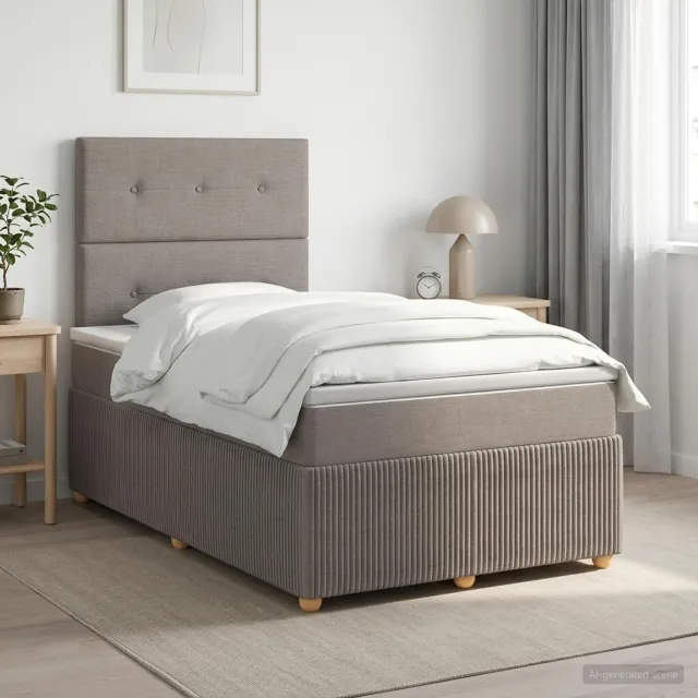 vidaXL Boxspringbed met matras met hoofdeinde Taupe 120 x 200 cm Stof