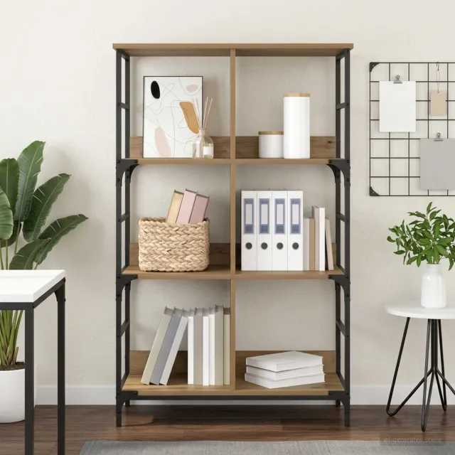 vidaXL Boekenkast 4-laags 78,5 x 33 x 117,5 cm metaal PB bruin, foto 2