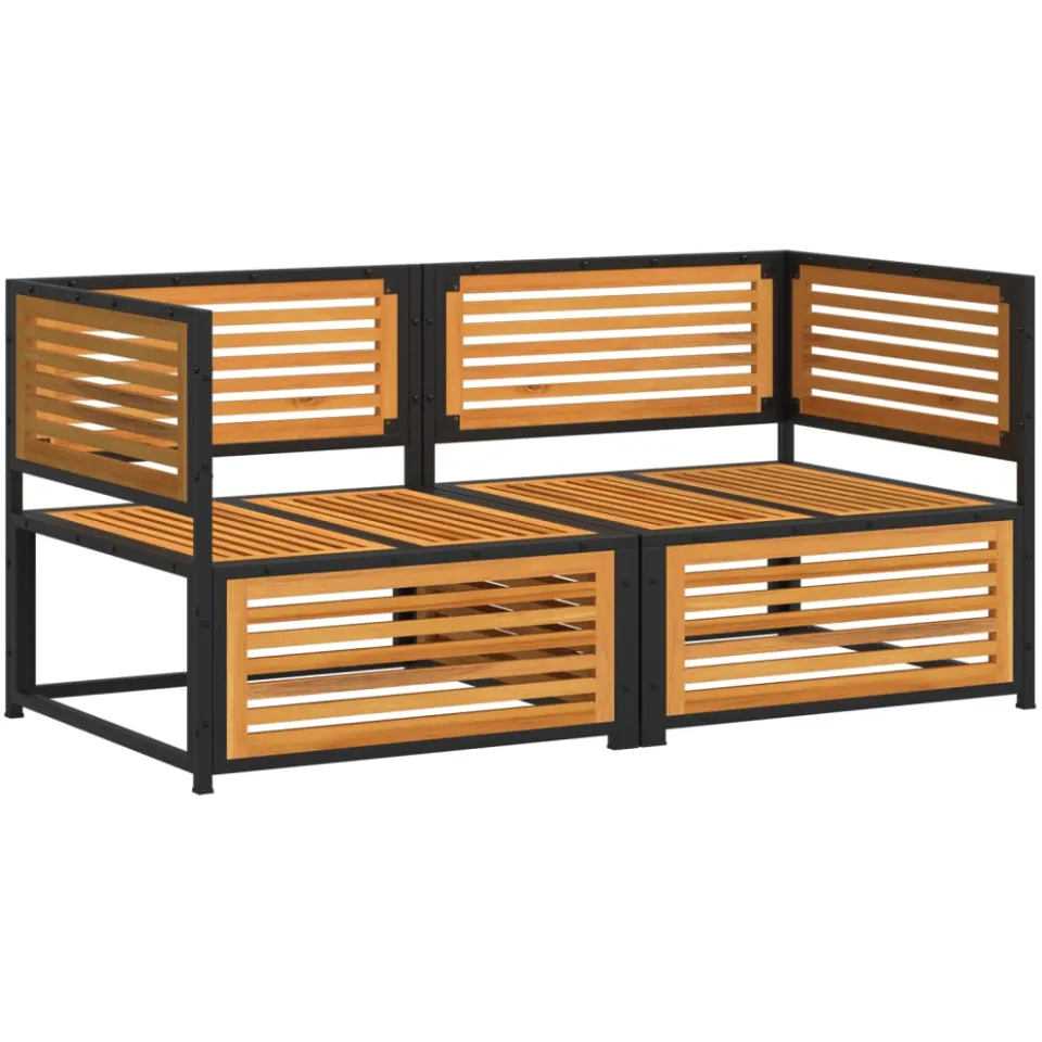 vidaXL 2-delige Loungeset met kussens massief acaciahout Bruin