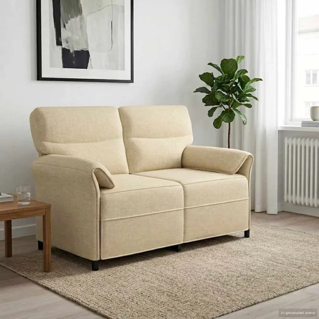vidaXL 2-Zits Sofa 2-zits Crèmekleurig 138 x 83 x 95 cm Stof
