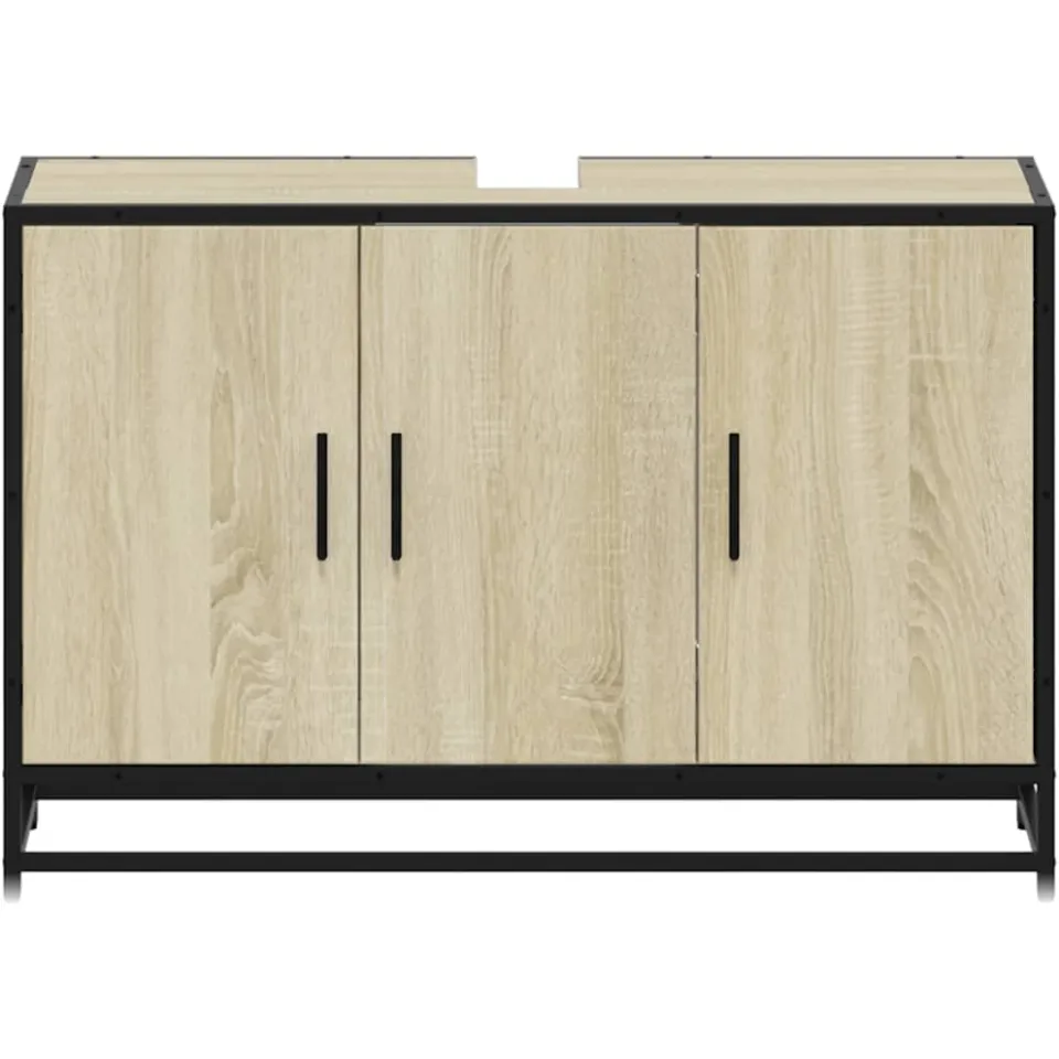 vidaXL Wastafelkast Sonoma eiken 90x33x60 cm bewerkt hout, foto 4