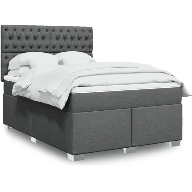 vidaXL Boxspring met matras stof donkergrijs 140x200 cm grijs