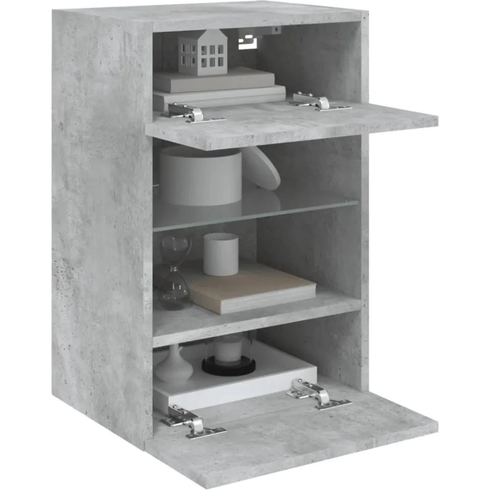 vidaXL Tv-wandmeubel met LED-verlichting 40x30x60,5 cm betongrijs