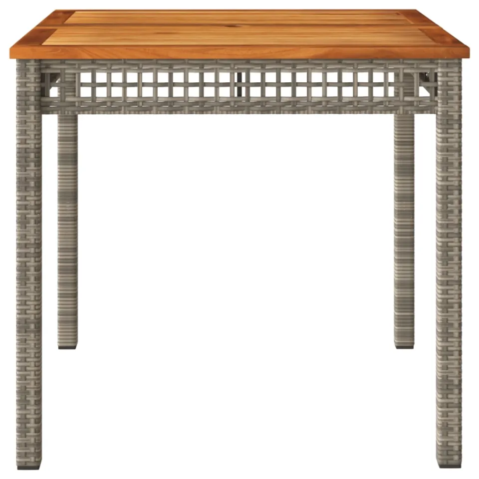 vidaXL Tuintafel 80x80x75 cm poly rattan en acaciahout grijs