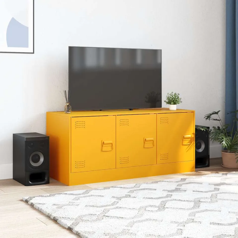 vidaXL Tv-meubel 99x39x44 cm staal mosterdgeel, foto 3
