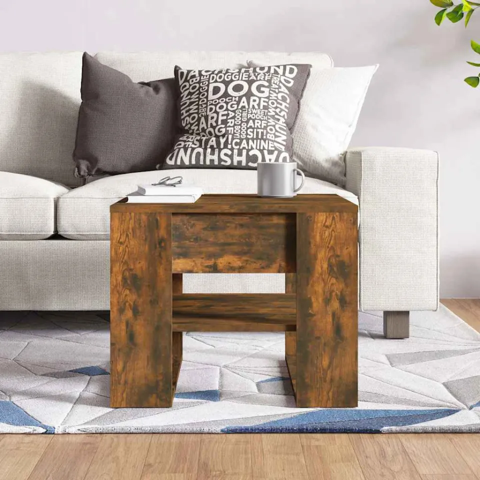 vidaXL Salontafel 55,5x55x45 cm bewerkt hout gerookt eikenkleurig, foto 3