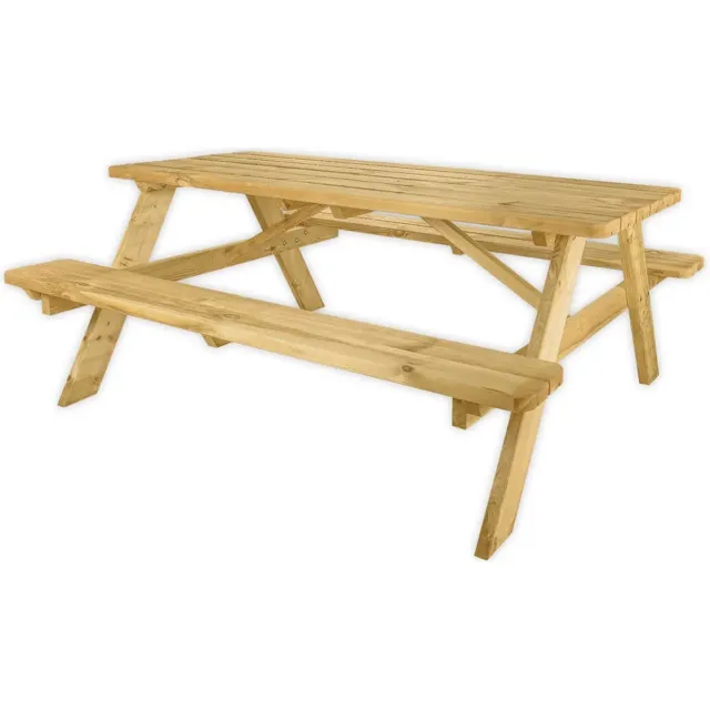 GoedkopePicknicktafels.nl Picknicktafel Deluxe 180cm | Tuintafel 6 Persoons | Duurzaam Behandelde Tuin Tafel Bruin